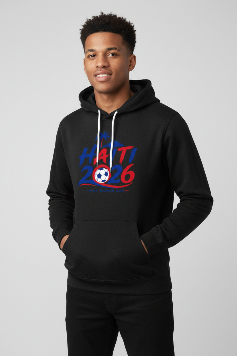 Black Haiti Soccer Fan Hoodie – Haitian Pride World Cup Streetwear