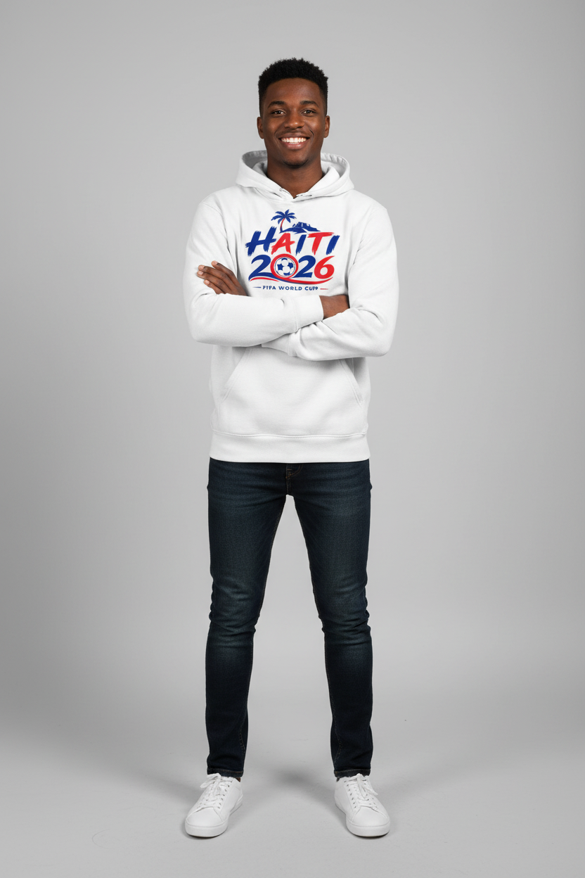 White - Haiti Soccer Fan Hoodie – Haitian Pride World Cup Streetwear